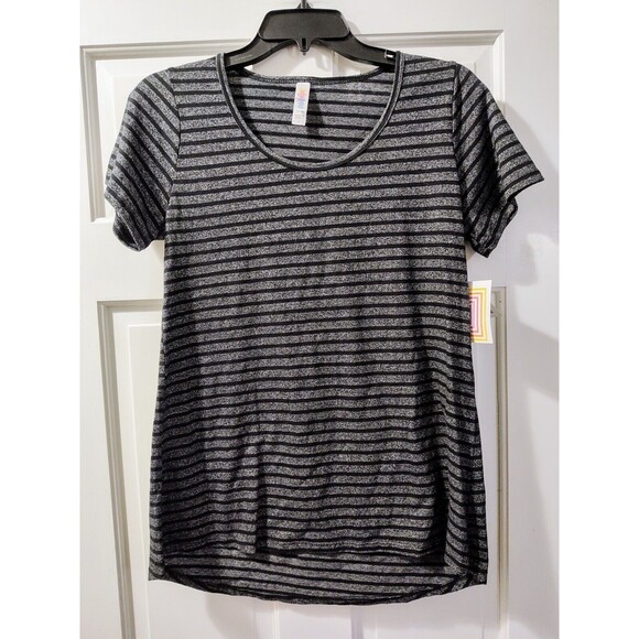 New with Tags LuLaRoe Classic Tee - Size S - Black Gray Striped Women's Comfort - Picture 3 of 9